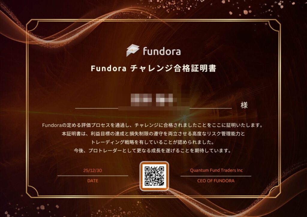 Fundora認定証